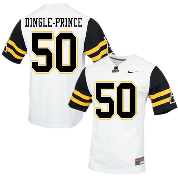 Men #50 DeAndre Dingle-Prince Appalachian State Mountaineers College Football Jerseys Sale-White